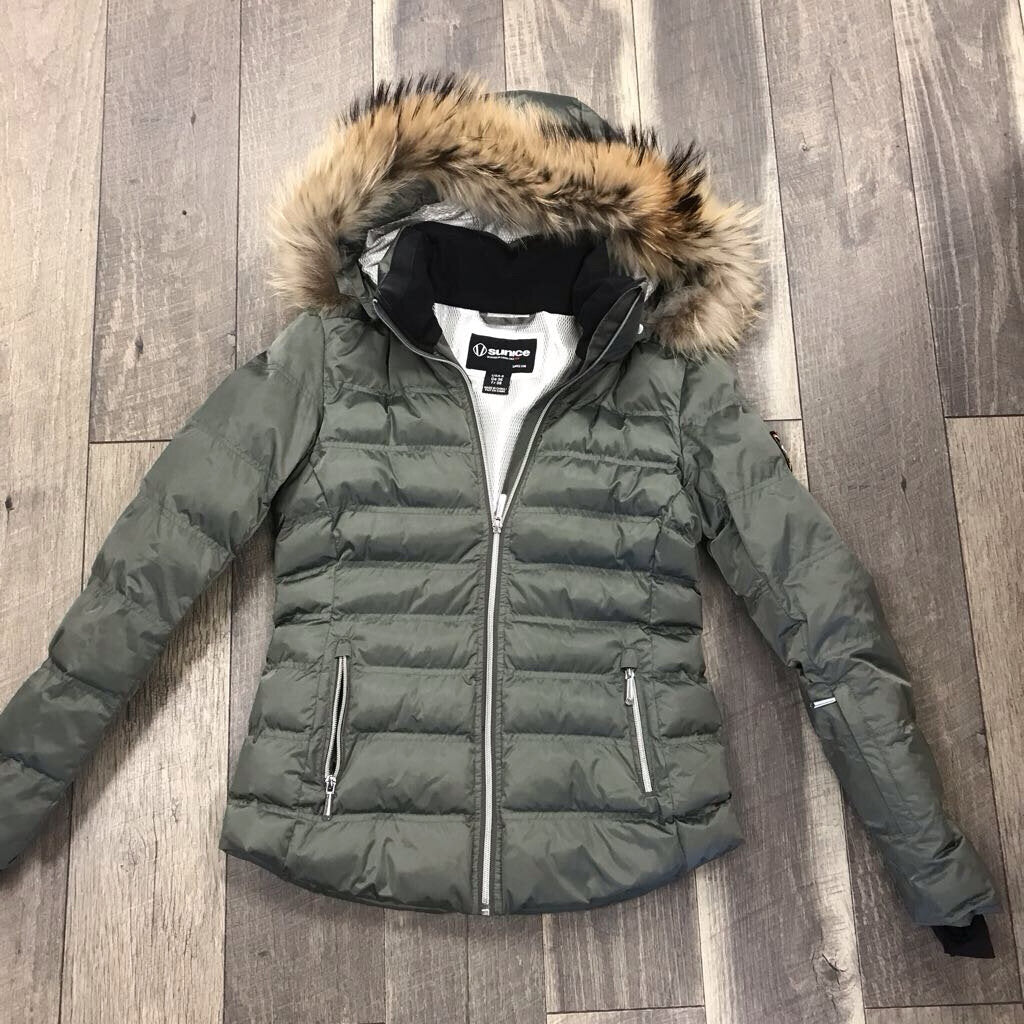GREEN FIONA SKI JACKET AUTH RACOON FUR