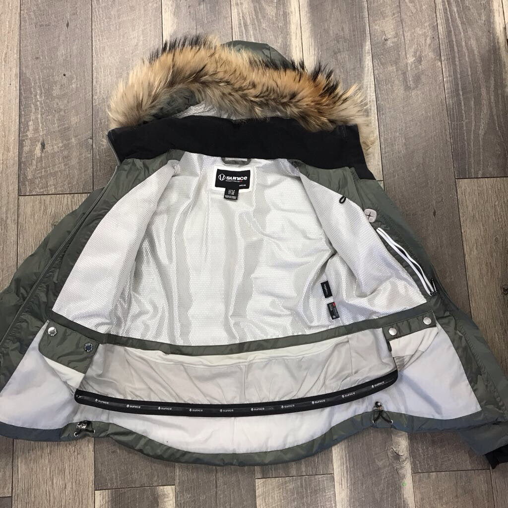 GREEN FIONA SKI JACKET AUTH RACOON FUR