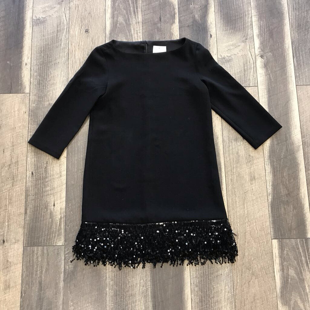 BLK LS SEQUIN HEM DRESS