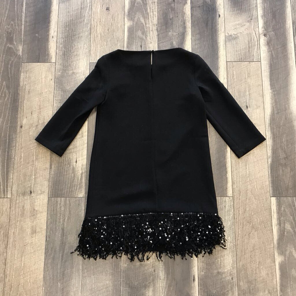 BLK LS SEQUIN HEM DRESS
