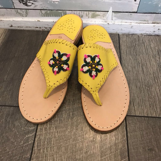 YELLOW BEADED SANDALS