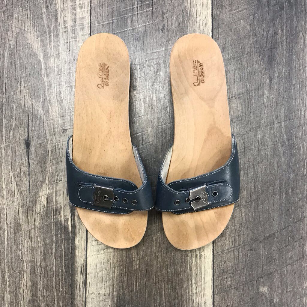 NAVY WOODEN GLOG SANDAL