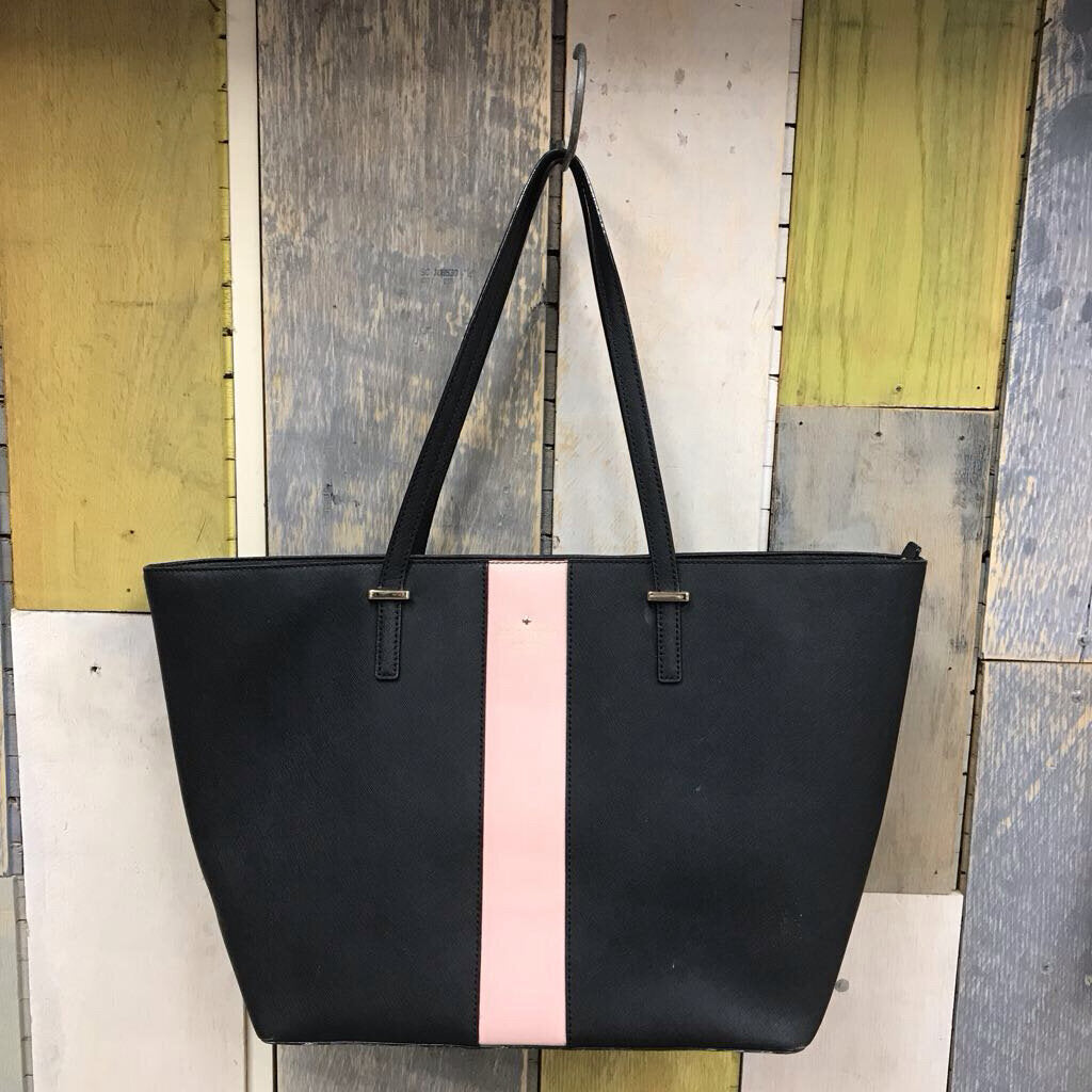 BLK/PINK STRIPE TOTE