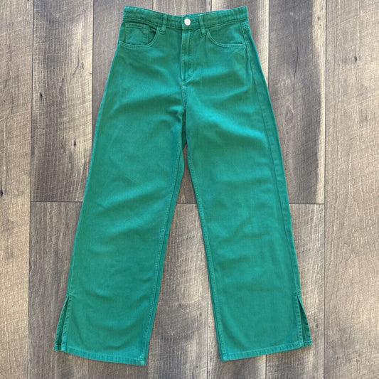 GREEN WIDE LEG JEANS