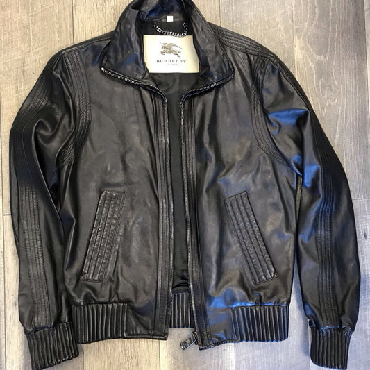 BLACK LAMBSKIN BOMBER JACKET