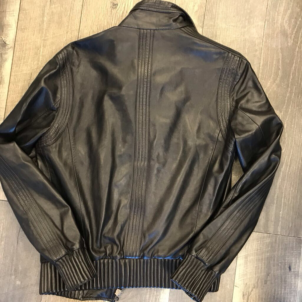 BLACK LAMBSKIN BOMBER JACKET