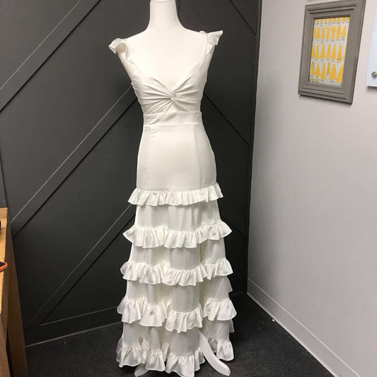 WHITE RUFFLE MAXI DRESS ALANA MARIE