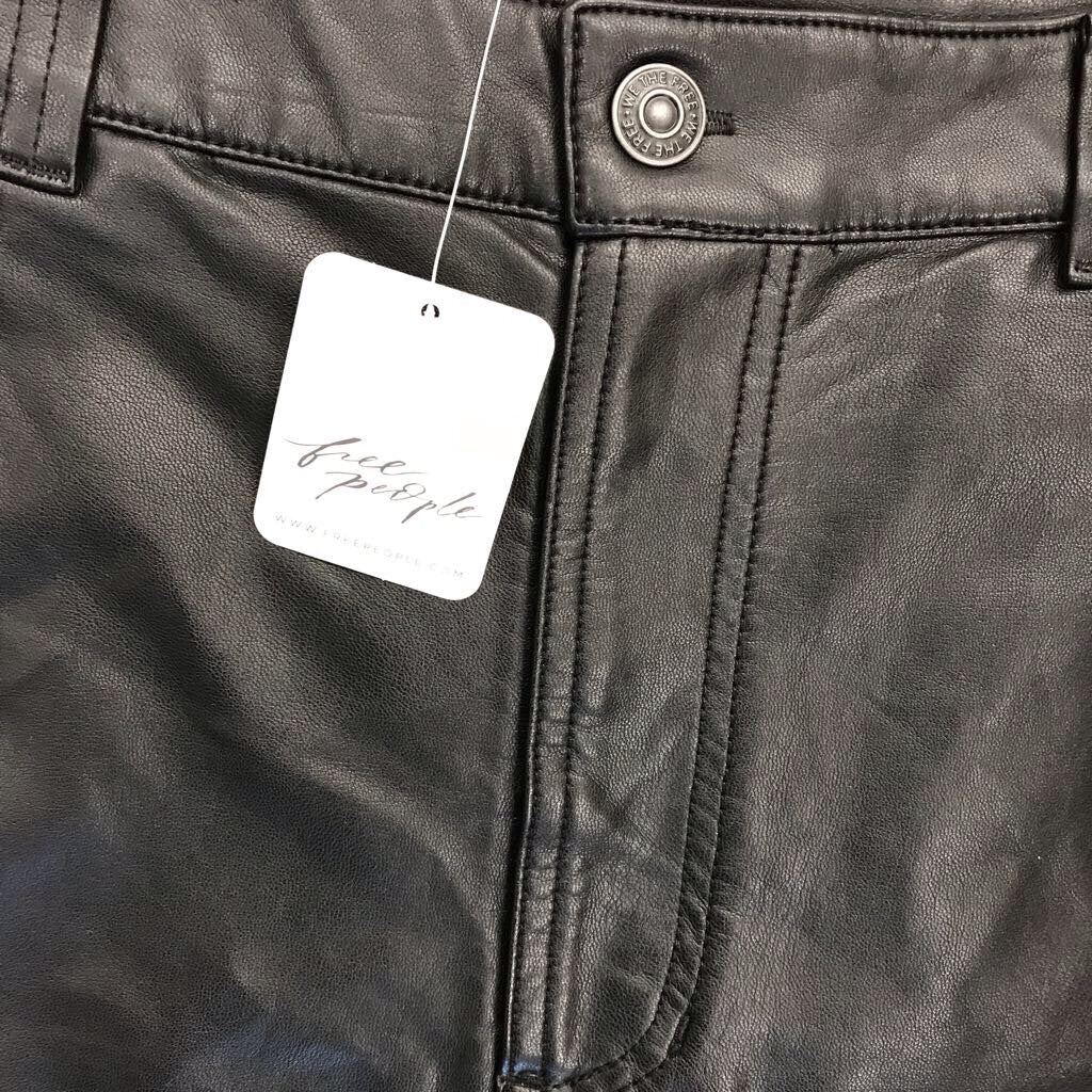 BLACK FAUX LEATHER LONG SKIRT-NWT