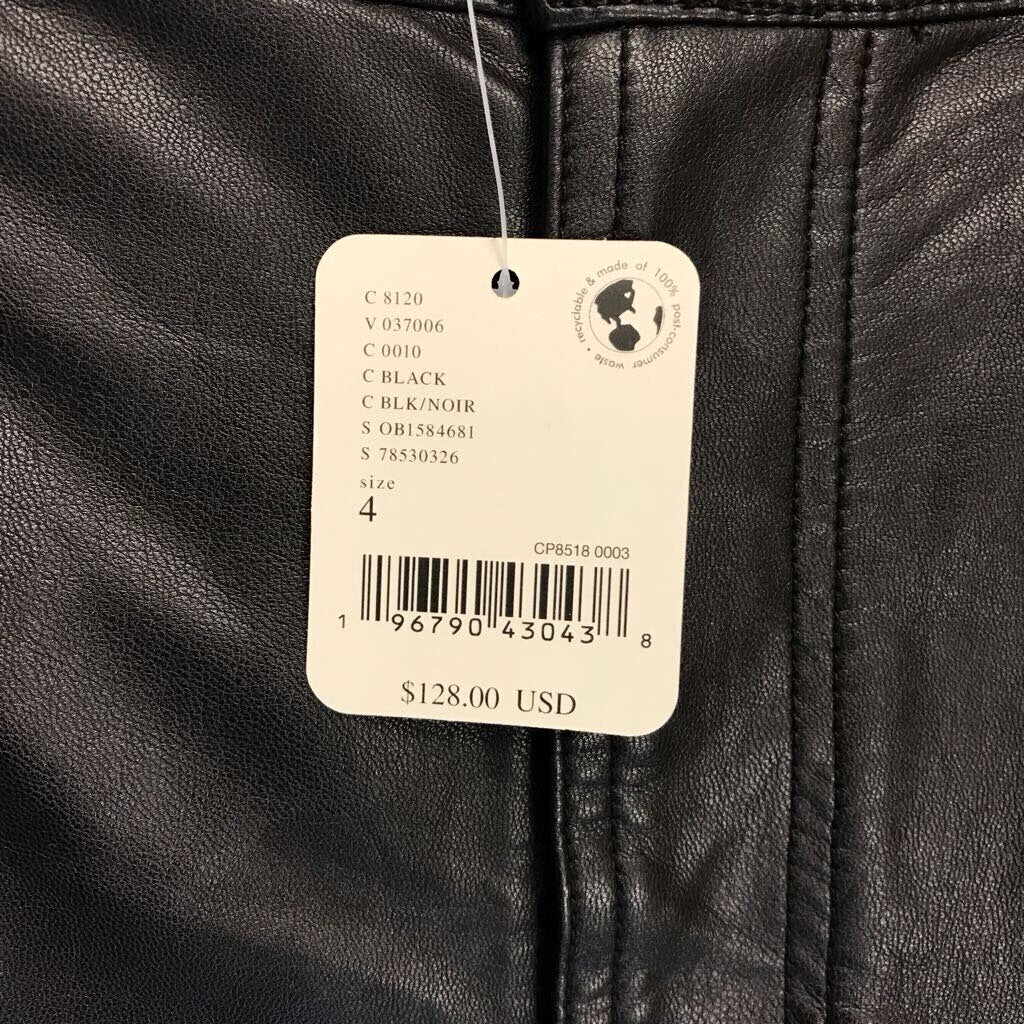 BLACK FAUX LEATHER LONG SKIRT-NWT