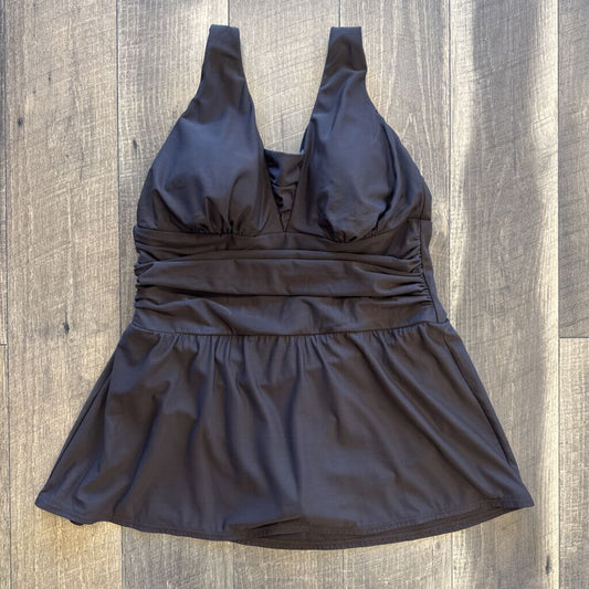 BROWN ROUCHED SWIM DRESS