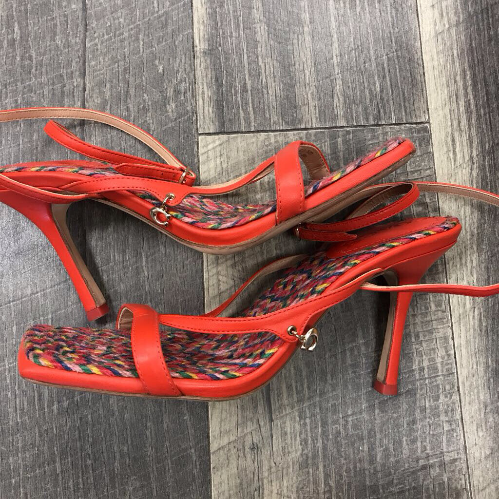 ORANGE KAIA LEATHER SANDALS