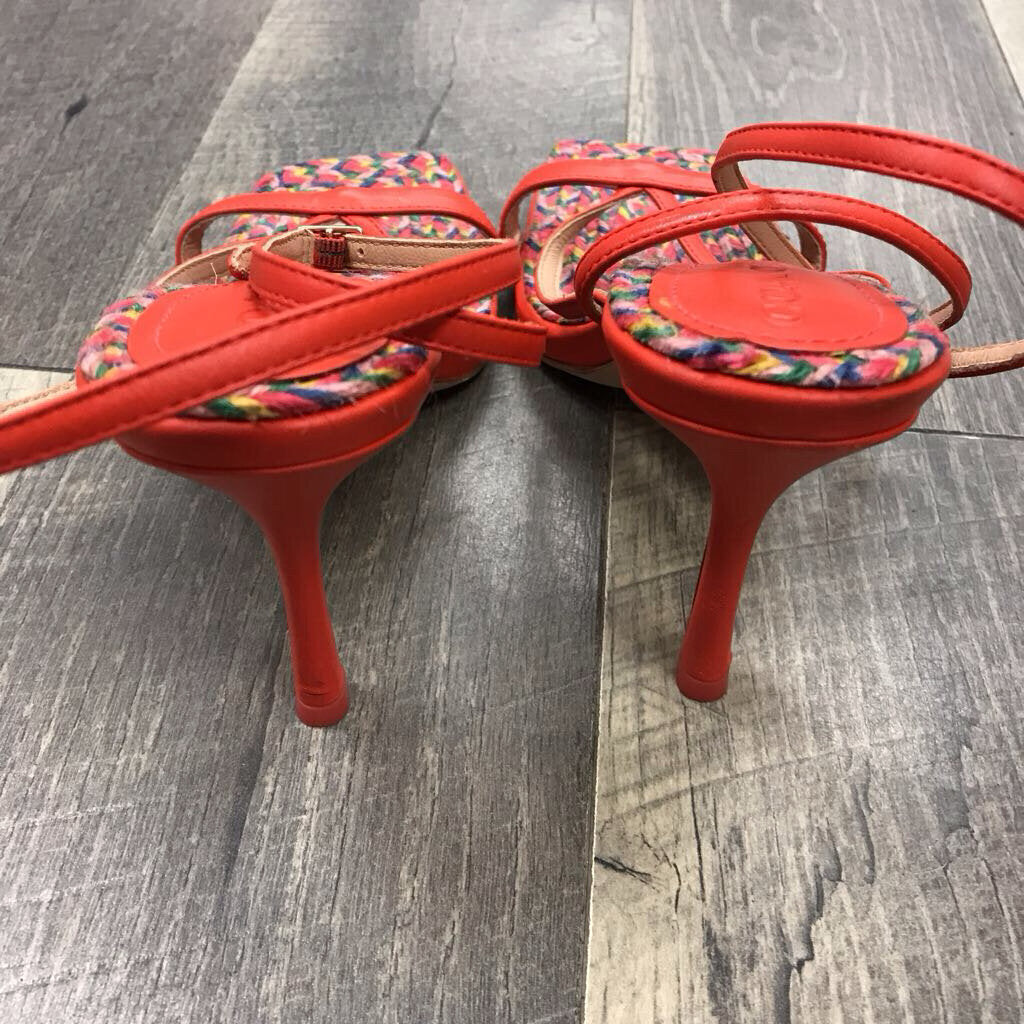 ORANGE KAIA LEATHER SANDALS