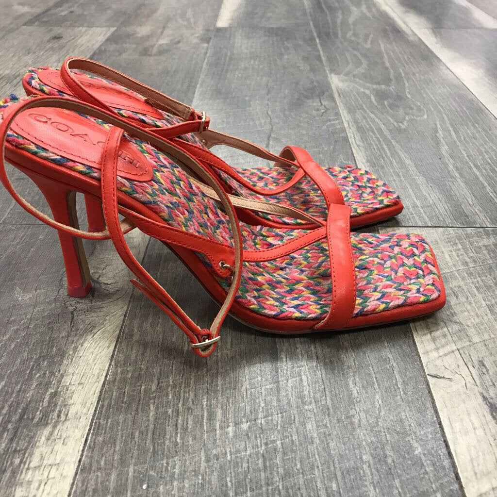 ORANGE KAIA LEATHER SANDALS