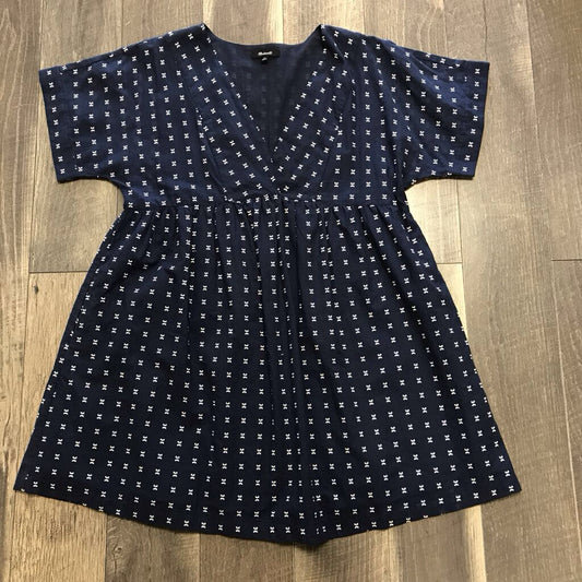 NAVY EMB V DRESS- NWT