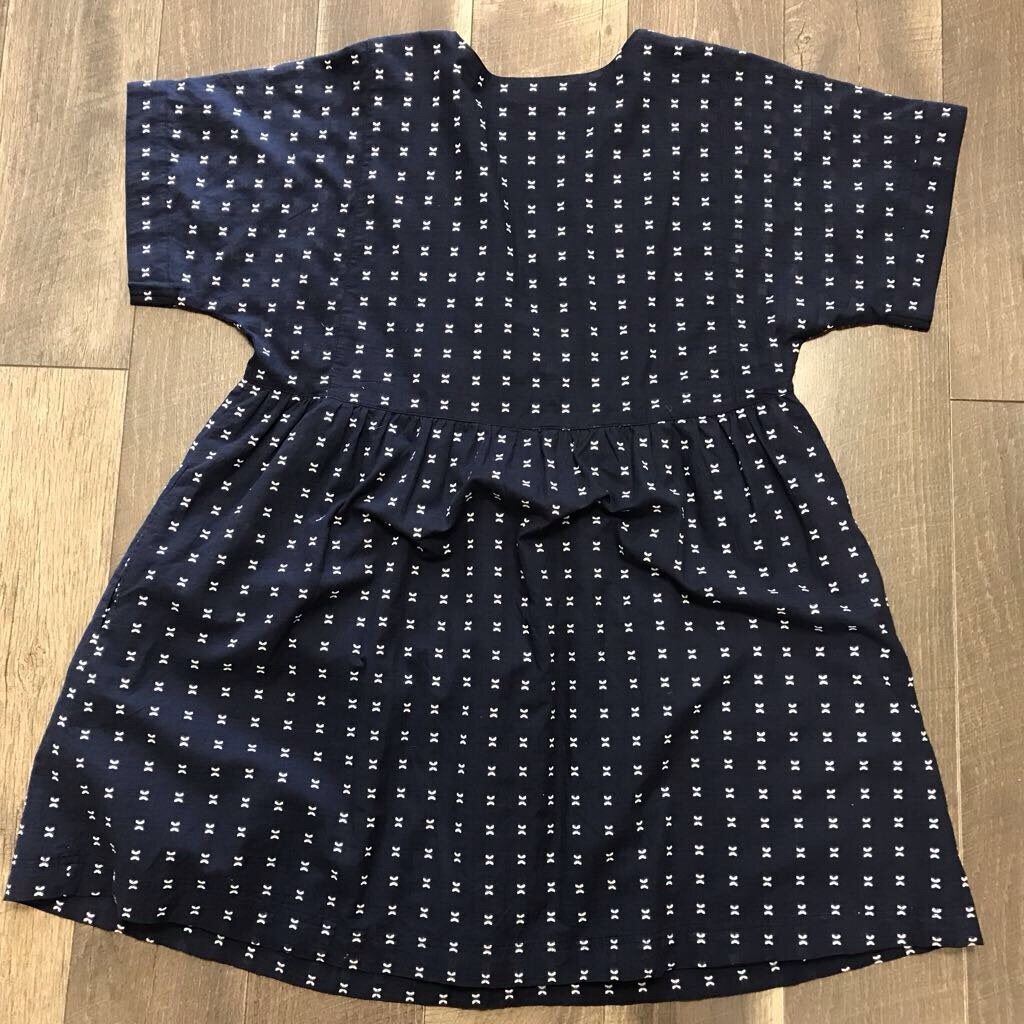 NAVY EMB V DRESS- NWT