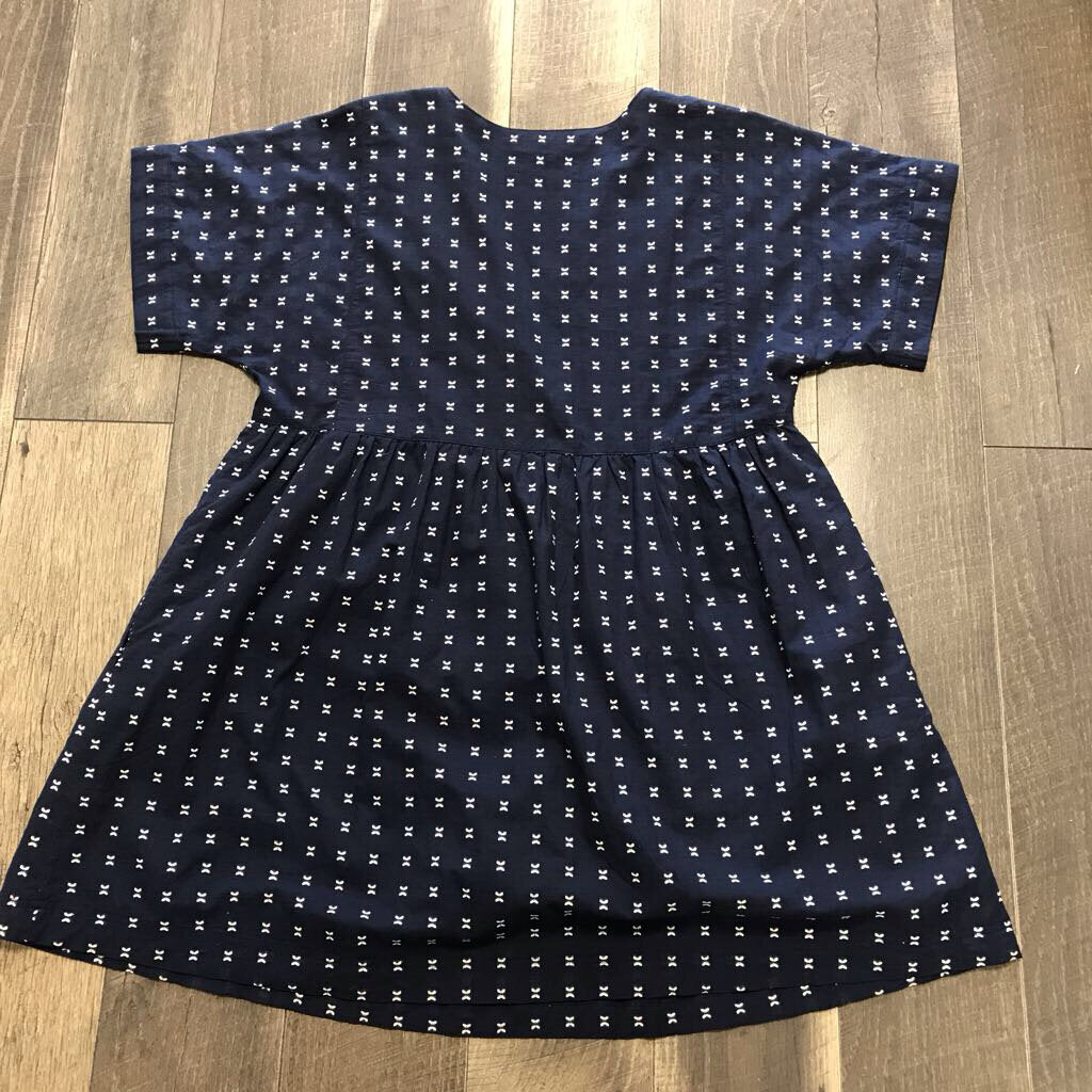 NAVY EMB V DRESS- NWT