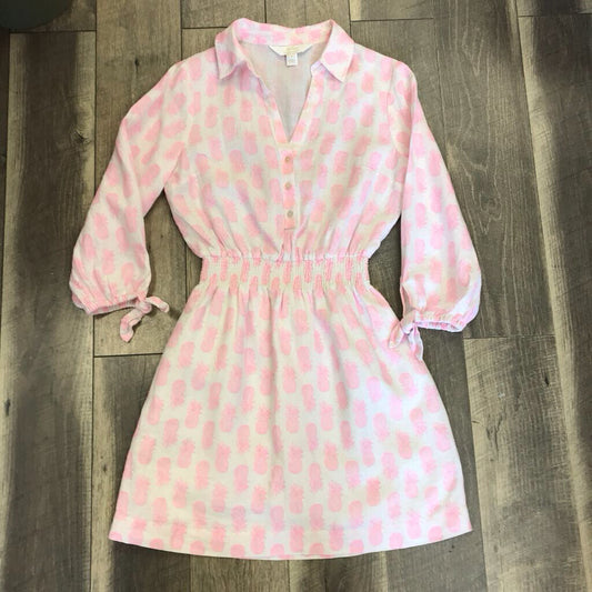 ABRALYNN LINEN PINK SLICE OF SUNSHINE DRESS