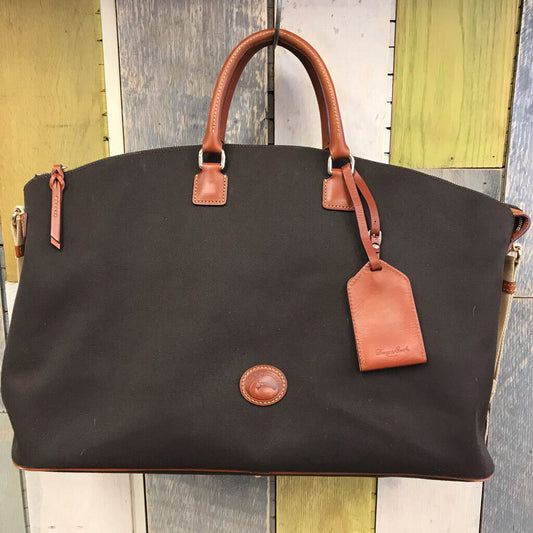 BROWN NYLON WEEKENDER BAG