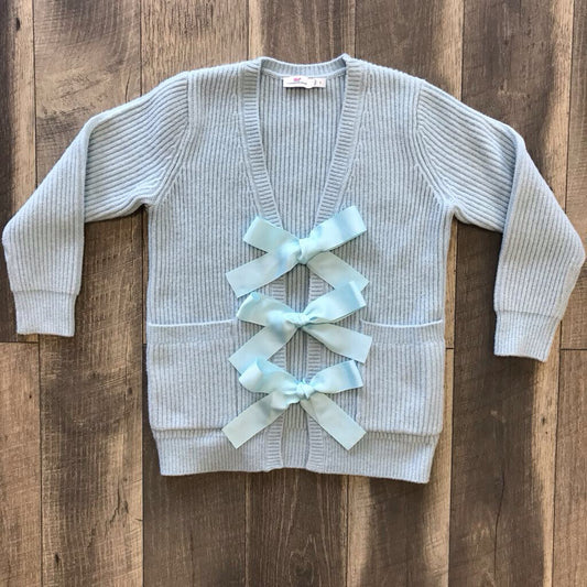BLUE BOW SPARKLE CARDIGAN