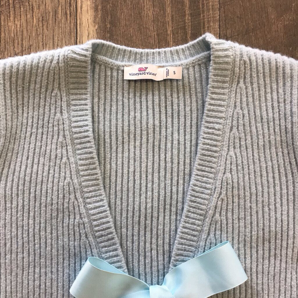 BLUE BOW SPARKLE CARDIGAN