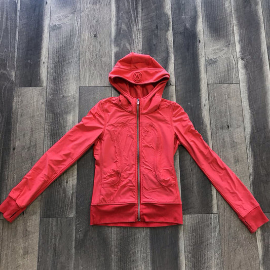 UBA CORAL RED ZIP UP FLEECED LINED SHELL JACKET