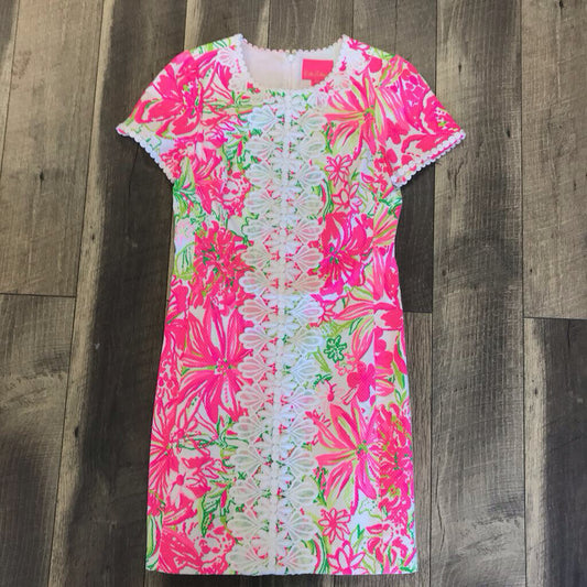 PINK/GREEN MAISIE STRETCH SHIFT DRESS