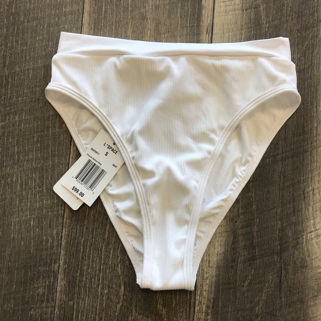 WHITE RIBBED 2P SWIM BIKINI-NWT