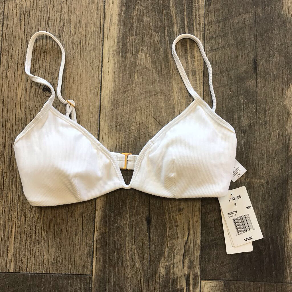 WHITE RIBBED 2P SWIM BIKINI-NWT