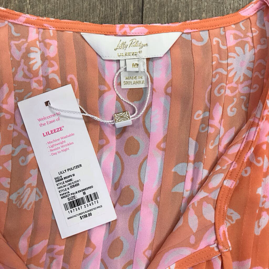 MARLINA PAPAYA BREEZEY PALM BLOUSE-NWT