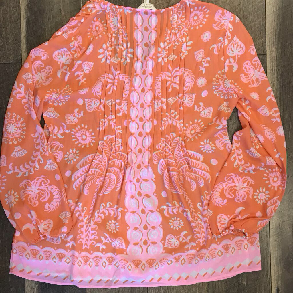 MARLINA PAPAYA BREEZEY PALM BLOUSE-NWT