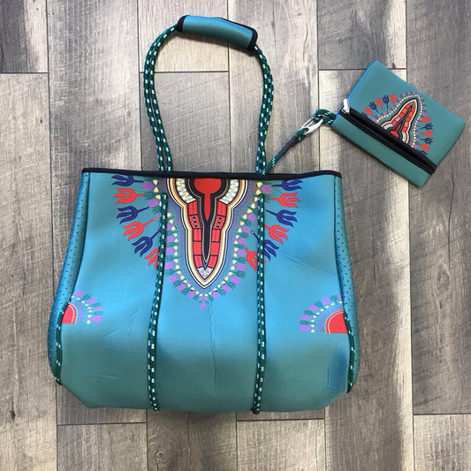 GREEN NEOPRENE 2P BEACH BAG
