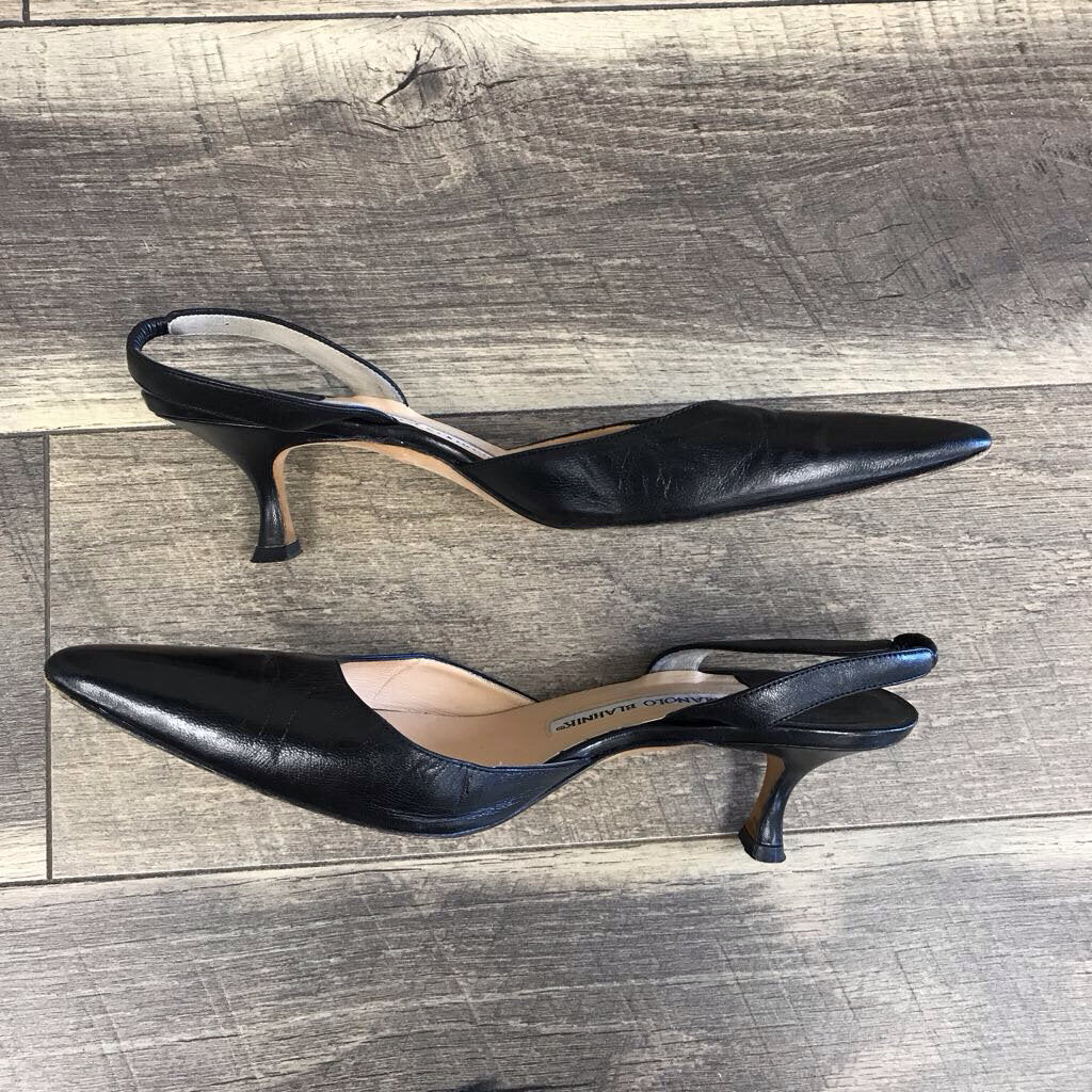 BLACK SLINGBACK 2" HEELS