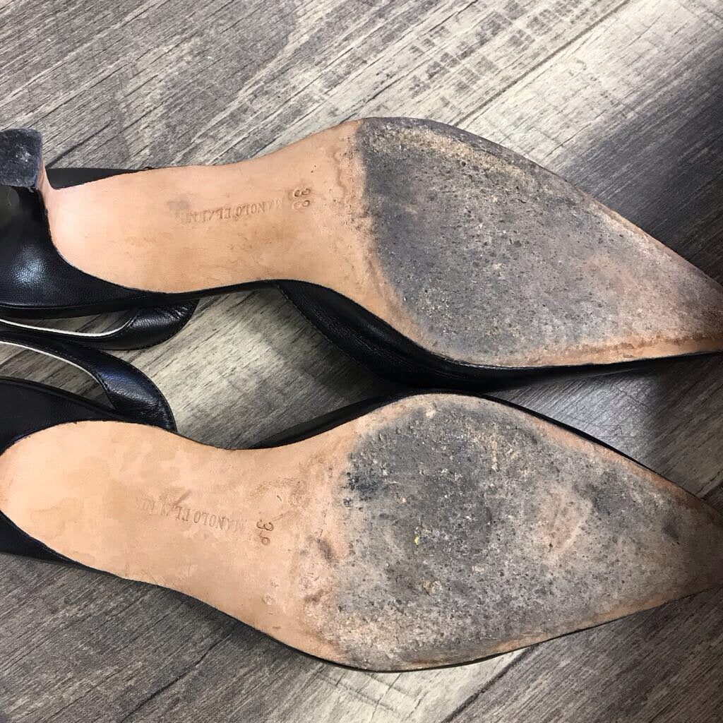 BLACK SLINGBACK 2" HEELS