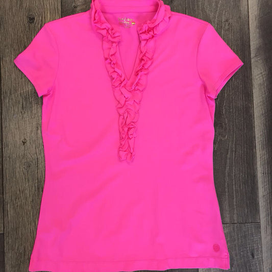 PINK RUFFLE GOLF SHIRT