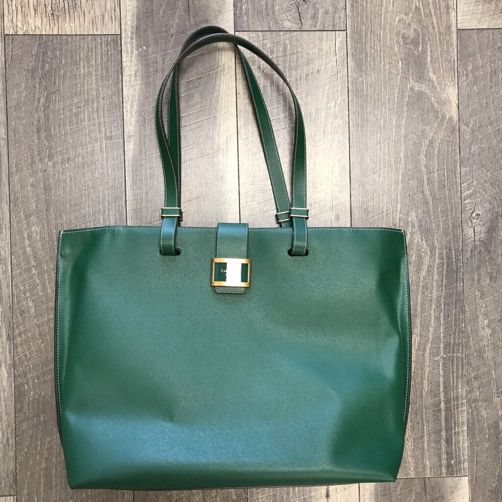 GREEN LEATHER KATY LARGE WORK TOTE