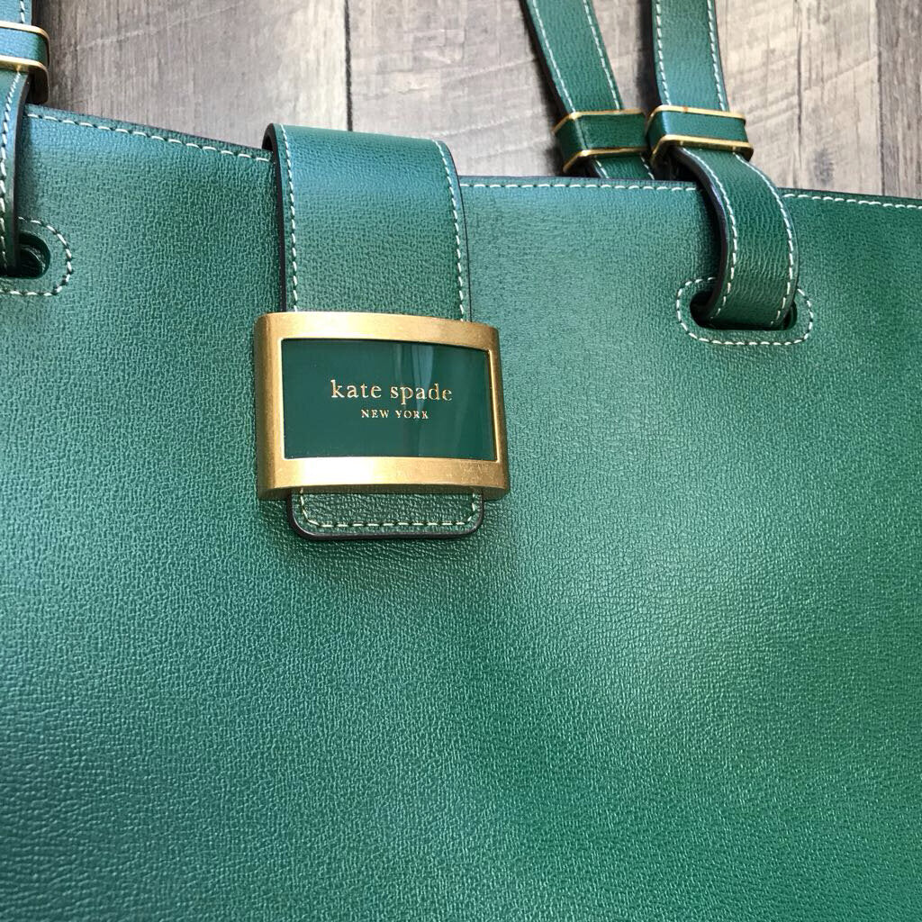GREEN LEATHER KATY LARGE WORK TOTE