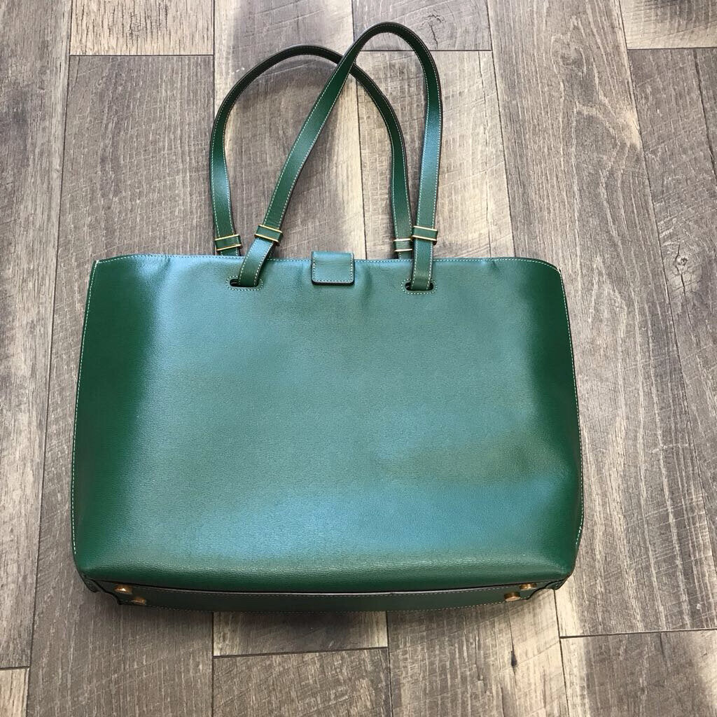 GREEN LEATHER KATY LARGE WORK TOTE
