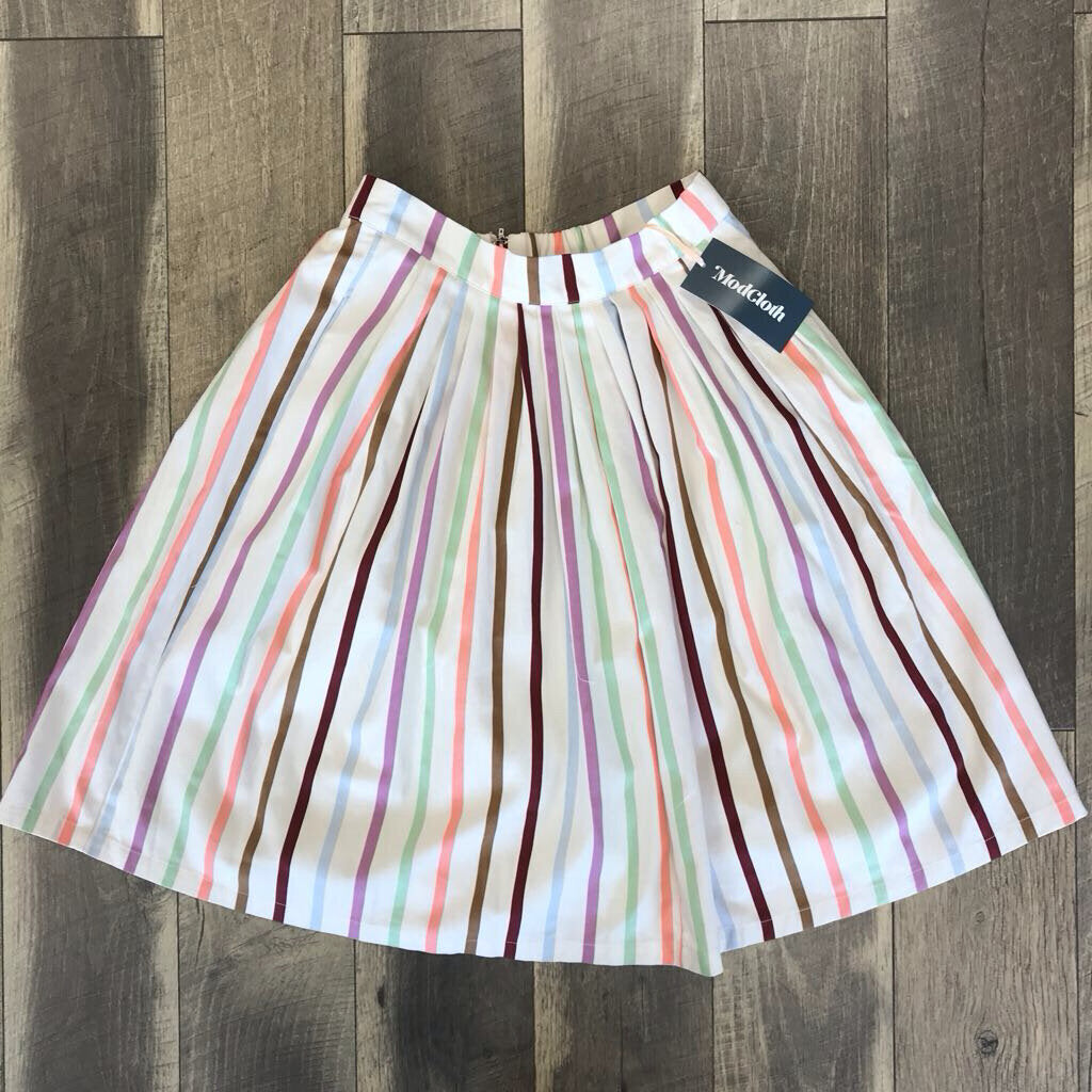 STRIPED PLEATED SKIRT-NWT