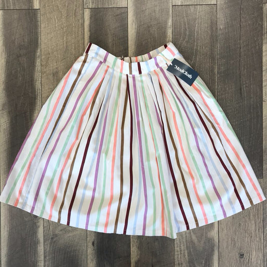 STRIPED PLEATED SKIRT-NWT