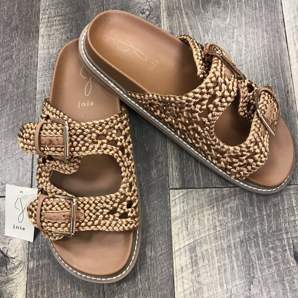 TAN WOVEN BUCKLE SANDALS-NWT
