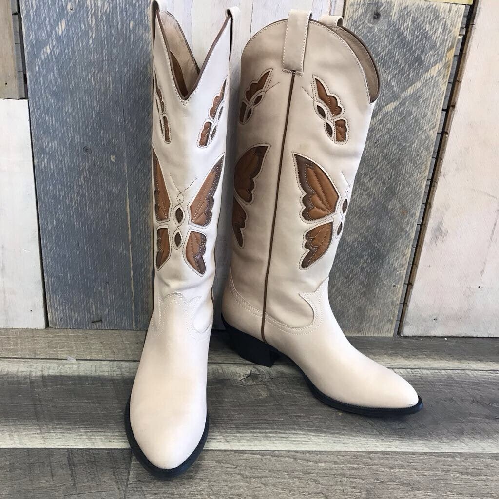 TAN MARIPOSA BUTTERFLY WESTERN BOOTS