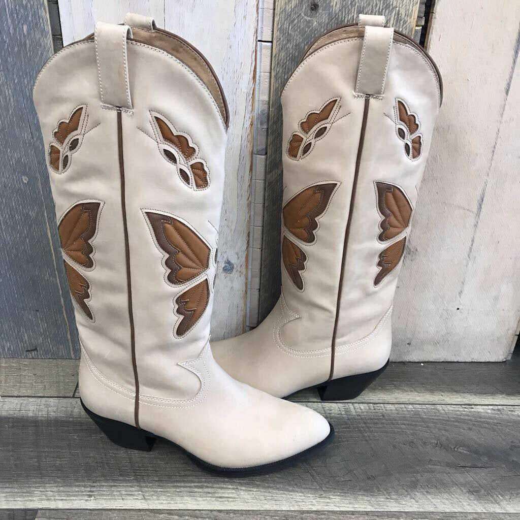 TAN MARIPOSA BUTTERFLY WESTERN BOOTS