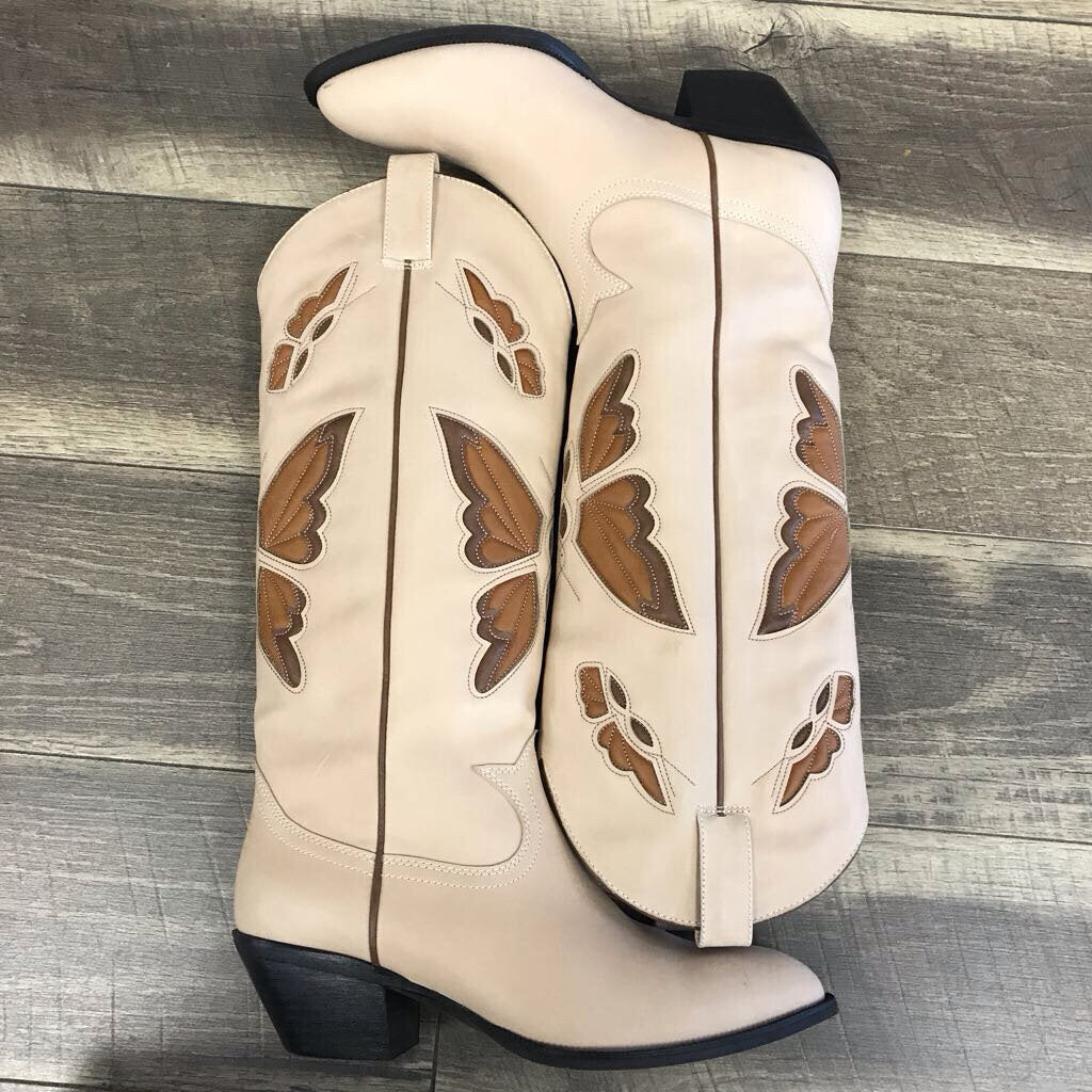 TAN MARIPOSA BUTTERFLY WESTERN BOOTS