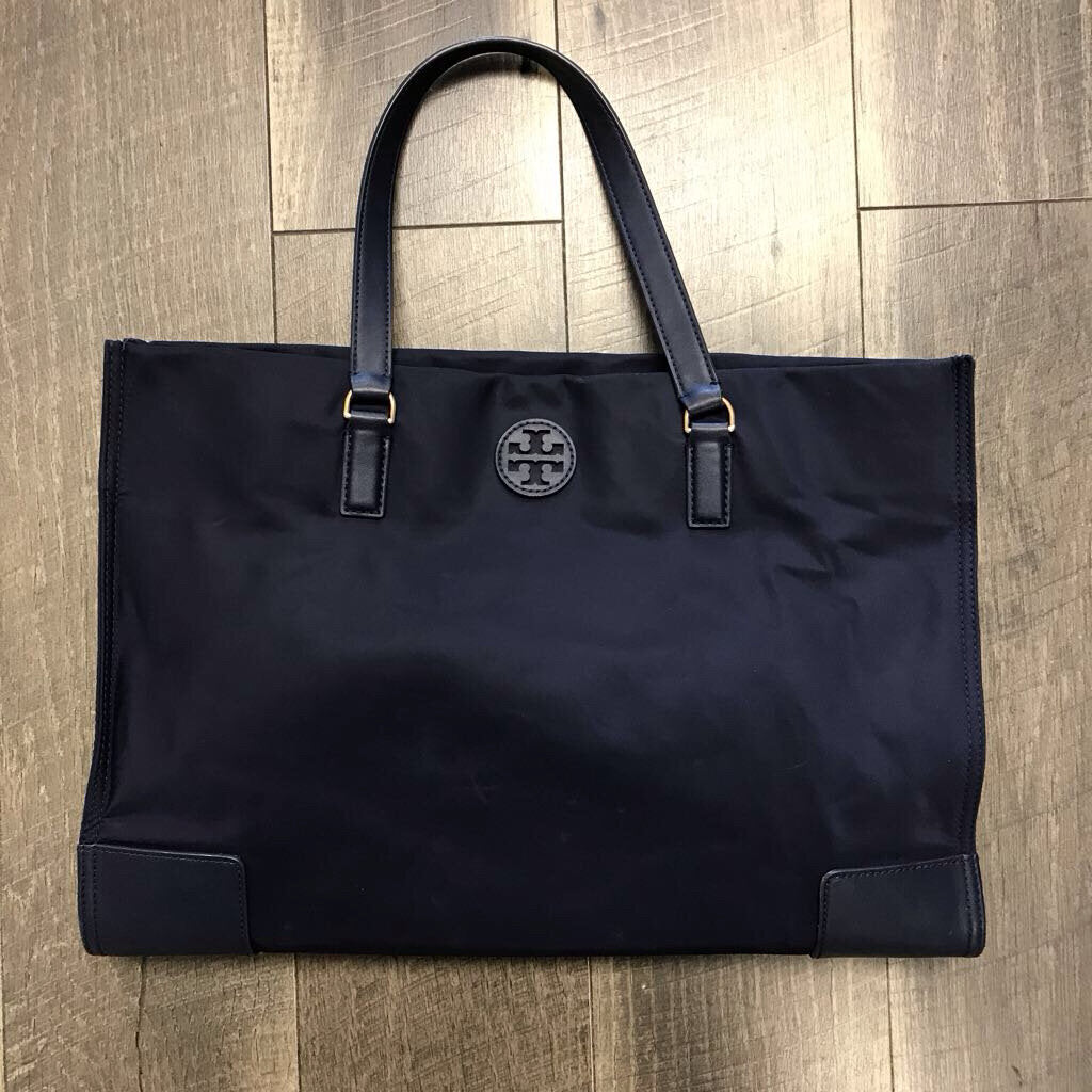 NAVY NYLON FOLDABLE TOTE BAG