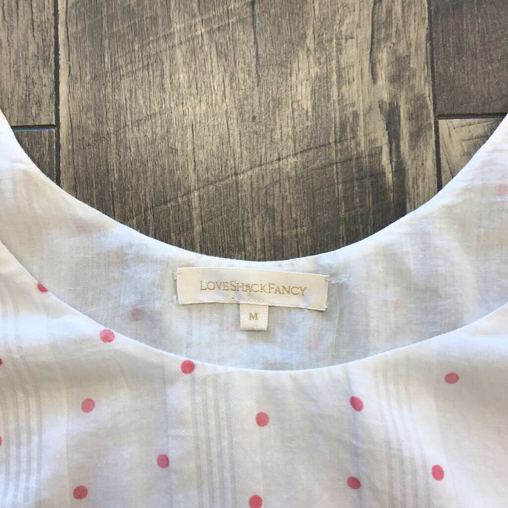 LANYA PINK POLKA DOT CROP PUFF SLEEVE TOP