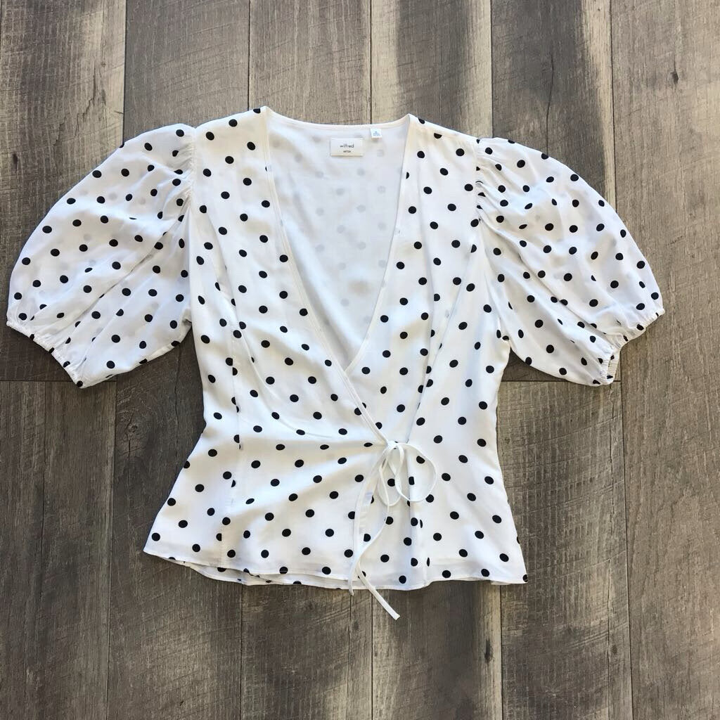 WHITE POLKA DOT SS BLOUSE
