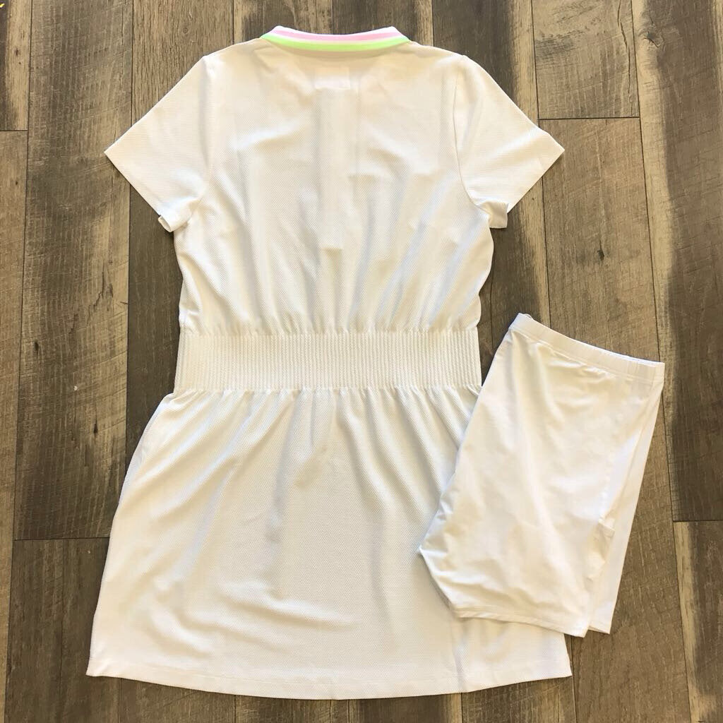 LOVE ACTION SLEEVELESS UPF 50+ WHITE/GREEN/TEAL DRESS 2P -NWT