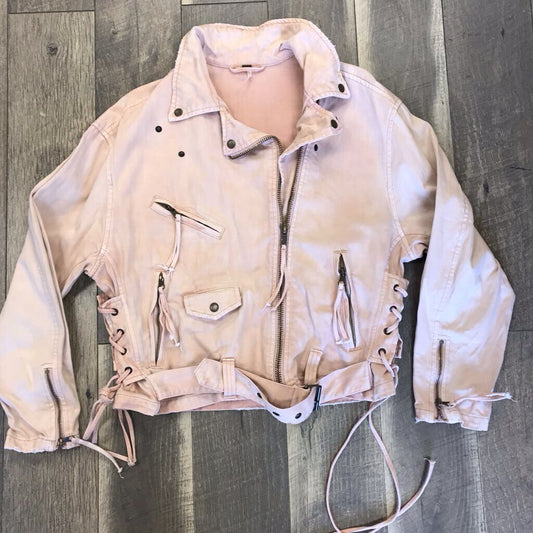 PINK DEMIN BIKER JACKET