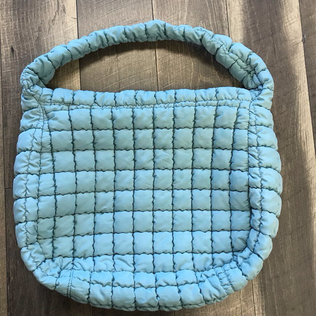 TEAL QUILTED HOBO BAG