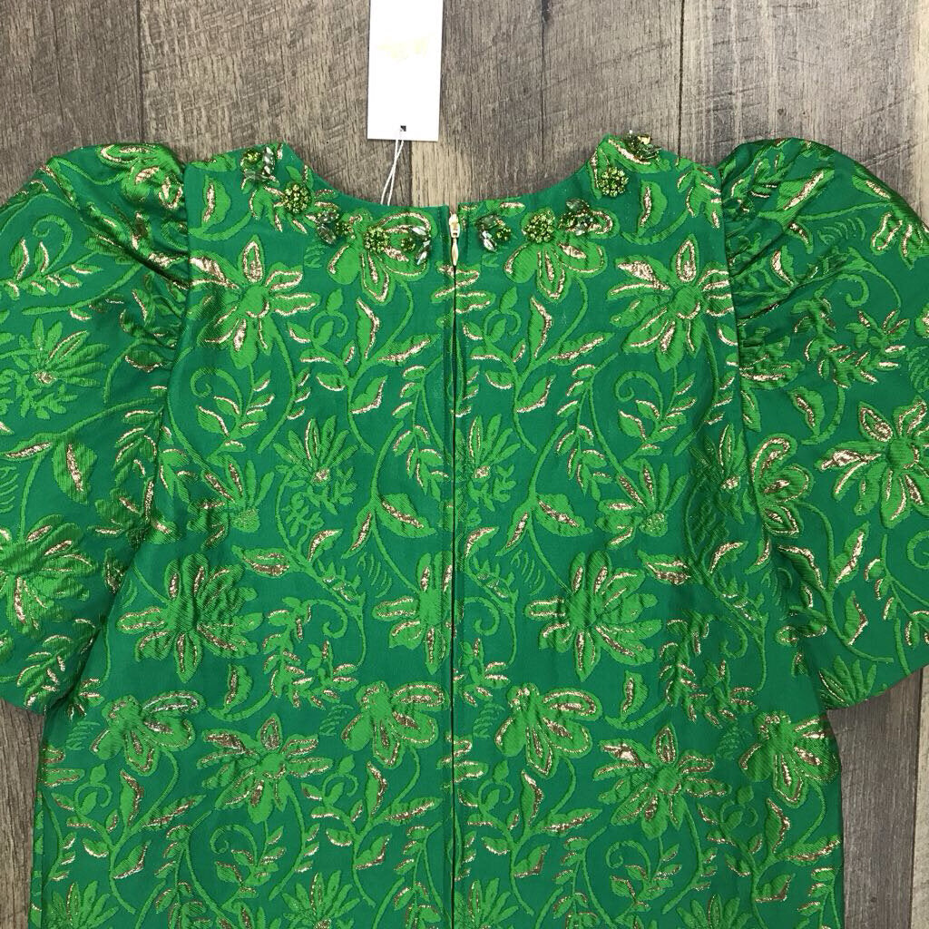 GREEN JACQUARD DRESS NWT
